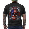 Skull Headphone Usa Flag 4Th Of July Men's Crewneck Short Sleeve Back Print T-shirt