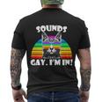 Sounds Gay Im In Rainbow Cat Pride Retro Cat Gay Funny Gift Men's Crewneck Short Sleeve Back Print T-shirt