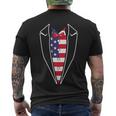 Star Stripes Suit Tye 4Th Of July Usa Flag Graphic Plus Size Shirt Men's Crewneck Short Sleeve Back Print T-shirt