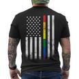 Thin Rainbow Line Lgbt Gay Pride Flag Tshirt Men's Crewneck Short Sleeve Back Print T-shirt