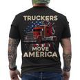 Trucker Truck Driver Trucker American Flag Truck Driver Men's T-shirt Back Print