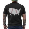 Us Map American Baseball Men's Crewneck Short Sleeve Back Print T-shirt