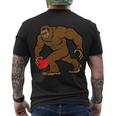 Valentines Day Bigfoot Heart Sasquatch Men's Crewneck Short Sleeve Back Print T-shirt