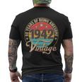 Vintage 1942 Birthday 80 Years Of Being Awesome Emblem Men's Crewneck Short Sleeve Back Print T-shirt