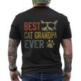 Vintage Best Cat Grandpa Ever Shirt Cat Grandpa Fathers Day Men's Crewneck Short Sleeve Back Print T-shirt