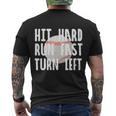 Vintage Hit Hard Run Fast Turn Left Baseball Funny Sport Gift Men's Crewneck Short Sleeve Back Print T-shirt