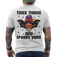 Thick Thights And Spooky Vibes Halloween Messy Bun Hair Men's T-shirt Back Print