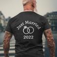 2022 Wedding Ring Matching Couple Just Married Men's Crewneck Short Sleeve Back Print T-shirt Gifts for Old Men