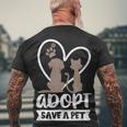 Womens Adopt Save A Pet Cat & Dog Lover Pet Adoption Rescue Gift  Men's Crewneck Short Sleeve Back Print T-shirt