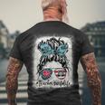Trucker Trucker Wifes Life Bleached Shirt Messy Bun Hair Men's Crewneck Short Sleeve Back Print T-shirt
