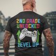 2Nd Grade Unlocked Level Up Back To School First Day Of School Men's Crewneck Short Sleeve Back Print T-shirt Gifts for Old Men