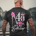 40 Years Old Its My 40Th Cool Gift Birthday Funny Pink Diamond Shoes Gift Men's Crewneck Short Sleeve Back Print T-shirt Gifts for Old Men
