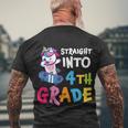 4Th Grade Unicorn Back To School First Day Of School Men's Crewneck Short Sleeve Back Print T-shirt Gifts for Old Men