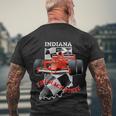 500 Indianapolis Indiana The Race State Checkered Flag Men's Crewneck Short Sleeve Back Print T-shirt Gifts for Old Men
