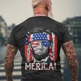 Abraham Lincoln 4Th Of July Merica Men Women American Flag Men's Crewneck Short Sleeve Back Print T-shirt Gifts for Old Men