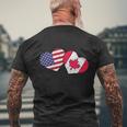 American Canadian Heart Canada Funny Men's Crewneck Short Sleeve Back Print T-shirt Gifts for Old Men