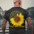 Autism Awareness Sunflower Puzzle Men's Crewneck Short Sleeve Back Print T-shirt Gifts for Old Men