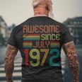 Awesome Since July 1972 Vintage 50Th Birthday 50 Years Old Men's T-shirt Back Print Gifts for Old Men