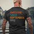 Awesome Since September 1992 Men's Crewneck Short Sleeve Back Print T-shirt Gifts for Old Men