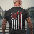 Axe Fire Dept American Flag Thin Red Line Men's Crewneck Short Sleeve Back Print T-shirt Gifts for Old Men