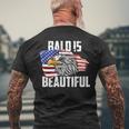 Mens Bald Is Beautiful July 4Th Eagle Patriotic American Vintage Men's Back Print T-shirt Gifts for Old Men