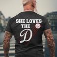 Baseball She Loves The D Los Angeles V2 Men's Crewneck Short Sleeve Back Print T-shirt Gifts for Old Men