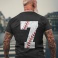 Baseball Softball Lover Seven Years Funy 7Th Birthday Boy Men's Crewneck Short Sleeve Back Print T-shirt Gifts for Old Men