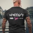 Breast Cancer Awareness Warrior Pink Ribbon Men's Crewneck Short Sleeve Back Print T-shirt Gifts for Old Men