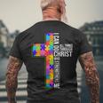 Can Do All Things Through Christ Autism Awareness Men's Crewneck Short Sleeve Back Print T-shirt Gifts for Old Men