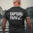 Captain Papa Pontoon Lake Sailor Fuuny Fishing Boating Men's Crewneck Short Sleeve Back Print T-shirt Gifts for Old Men