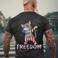 Cat Dabbing Fireworks Freedom 4Th Of July Cat Men's Crewneck Short Sleeve Back Print T-shirt Gifts for Old Men