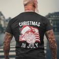 Christmas In July Retro Hipster Funny Santa 4Th Of July Men's Crewneck Short Sleeve Back Print T-shirt Gifts for Old Men