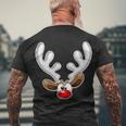 Christmas Red Nose Reindeer Face Men's T-shirt Back Print Gifts for Old Men