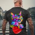 Colorful Cat Full Of Love Kitten Lovers Men's Crewneck Short Sleeve Back Print T-shirt Gifts for Old Men