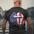 Cute Dripping Lips 4Th Of July Usa Flag Graphic Plus Size Men's Crewneck Short Sleeve Back Print T-shirt Gifts for Old Men