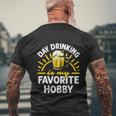 Day Drinking Is My Favorite Hobby Alcohol Beer Saying Men's Crewneck Short Sleeve Back Print T-shirt Gifts for Old Men