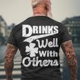 Drinks Well With Others St Patricks Day Tshirt Men's Crewneck Short Sleeve Back Print T-shirt Gifts for Old Men