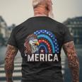 Eagle Mullet 4Th Of July Rainbow Usa American Flag Merica Gift V2 Men's Crewneck Short Sleeve Back Print T-shirt Gifts for Old Men