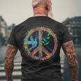 Earth Watercolor Peace Sign Men's Crewneck Short Sleeve Back Print T-shirt Gifts for Old Men