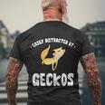 Easily Distracted By Geckos Funny Leopard Gecko Lizard Lover Cool Gift Men's Crewneck Short Sleeve Back Print T-shirt Gifts for Old Men