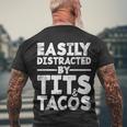 Easily Distracted By Tits And Tacos Men's Crewneck Short Sleeve Back Print T-shirt Gifts for Old Men