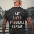 Eat Sleep Baseball Repeat Gift Baseball Player Fan Funny Gift Men's Crewneck Short Sleeve Back Print T-shirt Gifts for Old Men