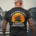 I Enjoy Romantic Walks Through Haunted Houses Halloween V4 Men's T-shirt Back Print Gifts for Old Men
