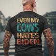 Even My Cows Hates Biden Anti Biden Cow Farmers Men's Back Print T-shirt Gifts for Old Men