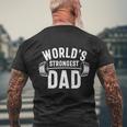 Fathers Day Funny Worlds Strongest Dad Bodybuilder Men's Crewneck Short Sleeve Back Print T-shirt Gifts for Old Men