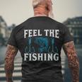 Feel The Fishing Men's Crewneck Short Sleeve Back Print T-shirt Gifts for Old Men
