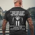 Fight Like The Third Monkey On Noahs Ark Men's Crewneck Short Sleeve Back Print T-shirt Gifts for Old Men