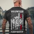 Firefighter Red Line Flag Fireman Wife Mom Volunteer Firefighter Men's T-shirt Back Print Gifts for Old Men
