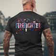 Firefighter Retro American Flag Firefighter Jobs 4Th Of July Fathers Day Men's T-shirt Back Print Gifts for Old Men