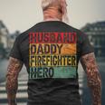 Firefighter Retro Vintage Husband Daddy Firefighter Fathers Day Dad Men's T-shirt Back Print Gifts for Old Men